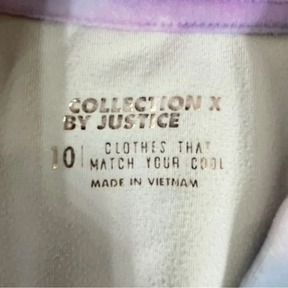 Girls Tie Dye Cropped Sweatshirt Size 10 Pastel Rainbow Pullover - Picture 3 of 5